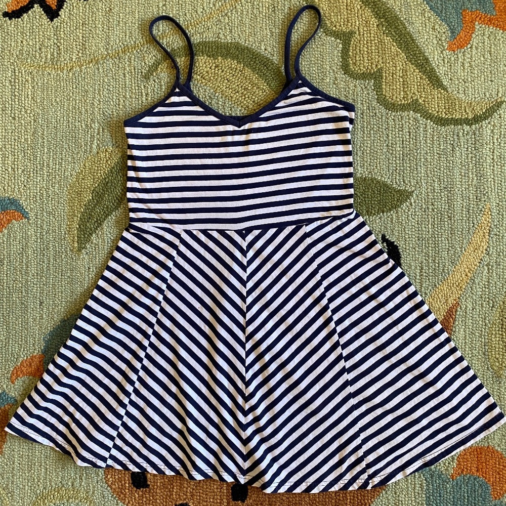 So I Authentic American Heritage I Navy Blue & White Striped Mini Sundress